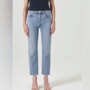 AGOLDE HIGH RISE STRAIGHT CROPPED RILEY JEANS LIGHT WASH EUC BUTTON FLY